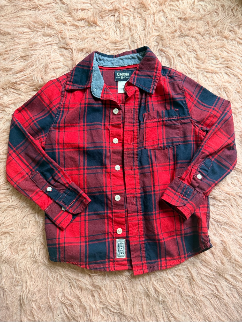 OshKosh B'gosh Red & Navy Plaid Button-Down Shirt for Kids